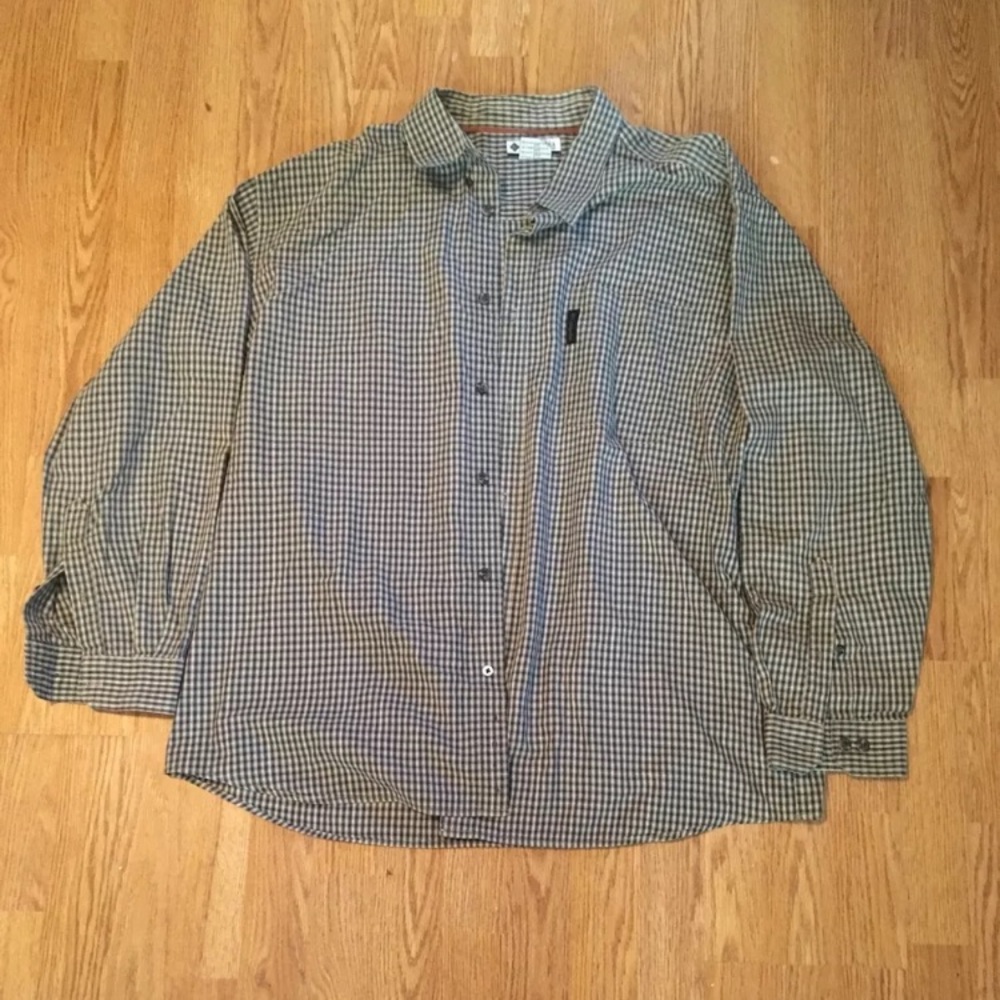 Columbia XXL Button Down Shirt Khaki Gray Pattern